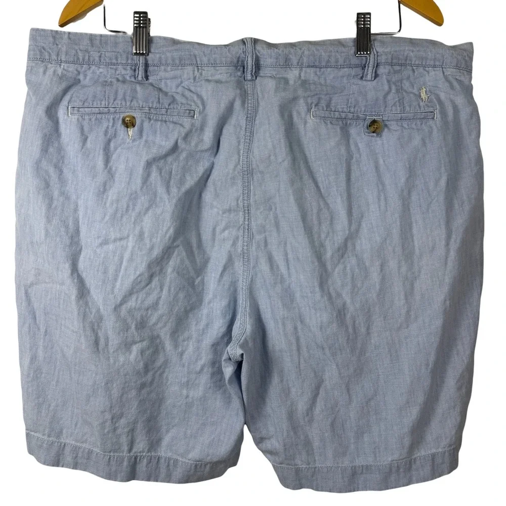 Polo Ralph Lauren Shorts‎ Men 40 Light Blue Classic Fit Linen Blend Golf